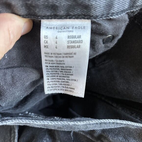 American Eagle AE Ripped 90’s Boyfriend Jeans SZ 4 Regular Women’s Black - Picture 6 of 11